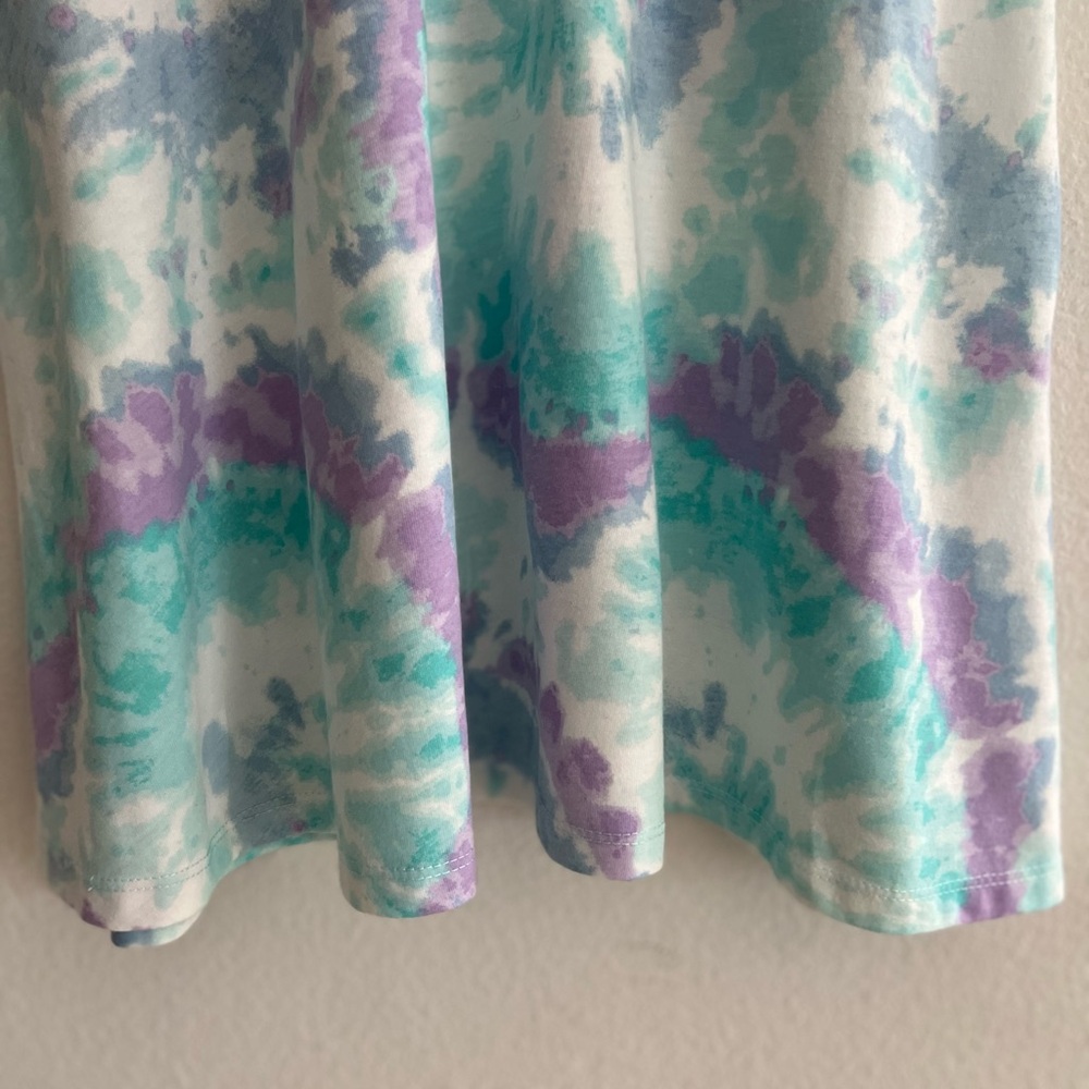 Blue and Green tye-dye Casual Sundress with Scoop Neck - Picture 8 of 16